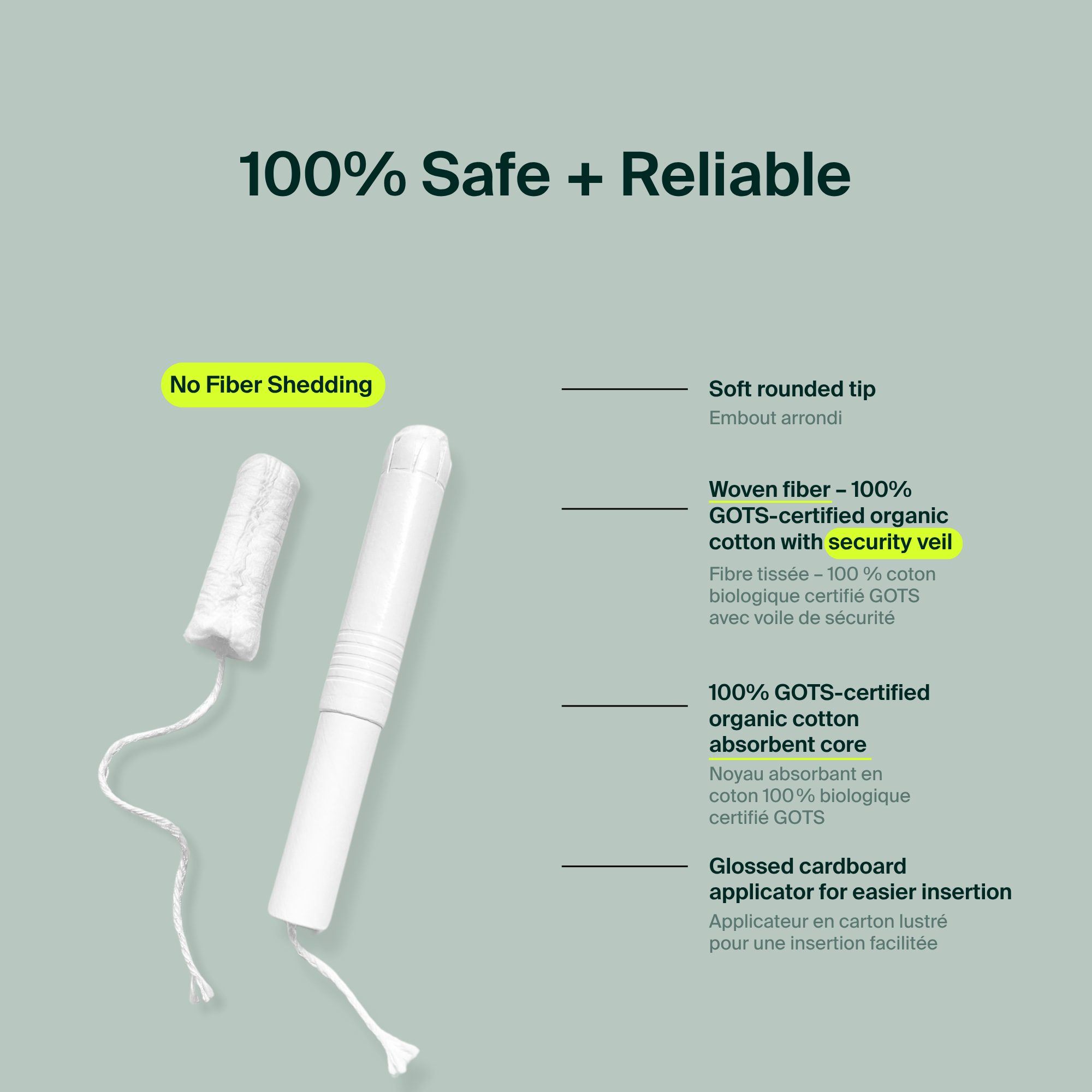 Tampons avec applicateur 100 % coton biologique