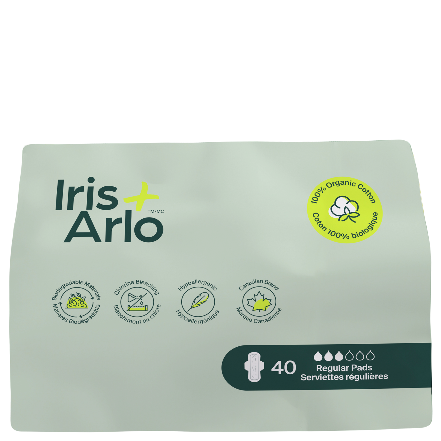 Bulk (40) - 100% Organic Regular Pads - Resealable Bag