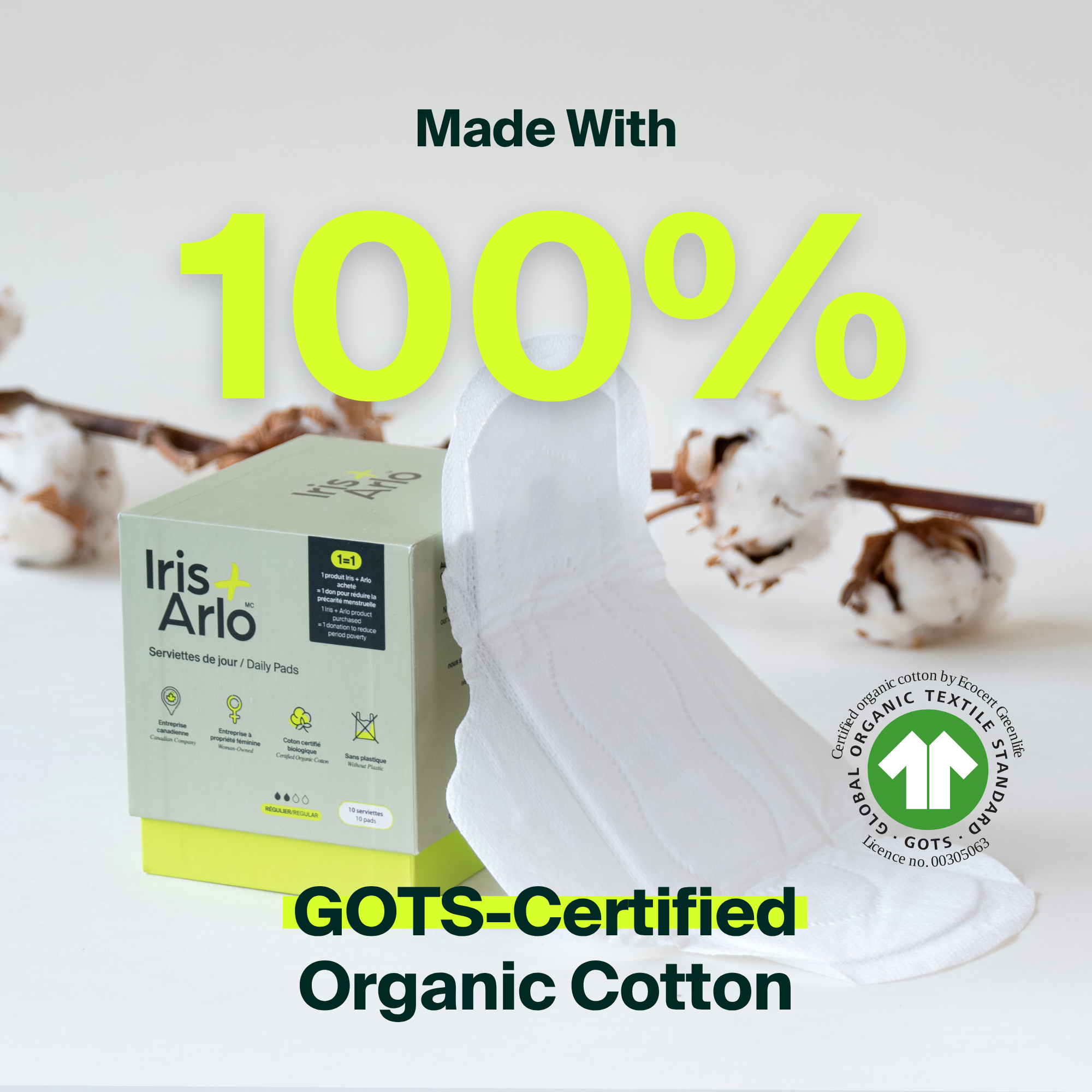 Serviettes de jour 100 % coton biologique