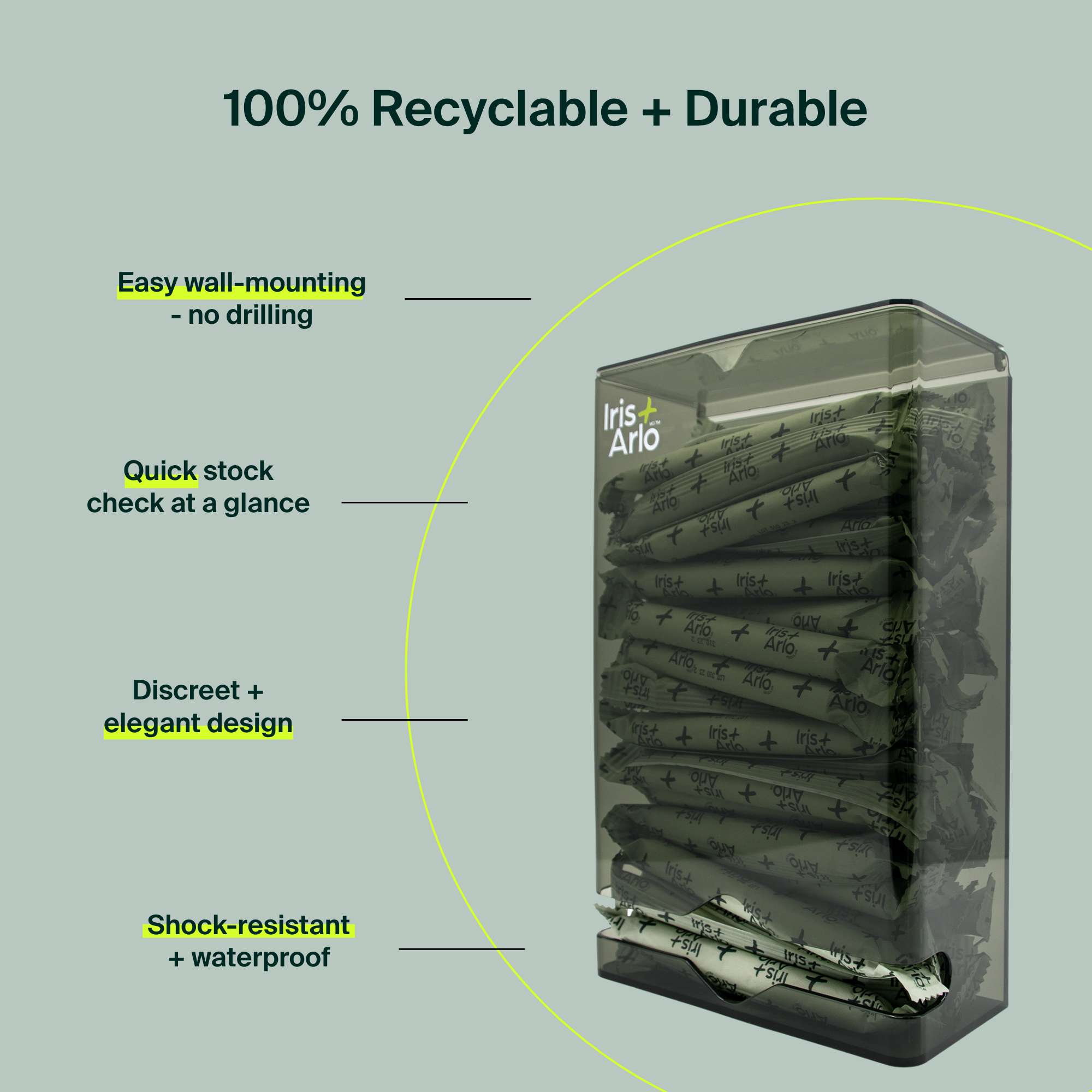 Distributeur mural plexi recyclé - Tampons avec applicateur