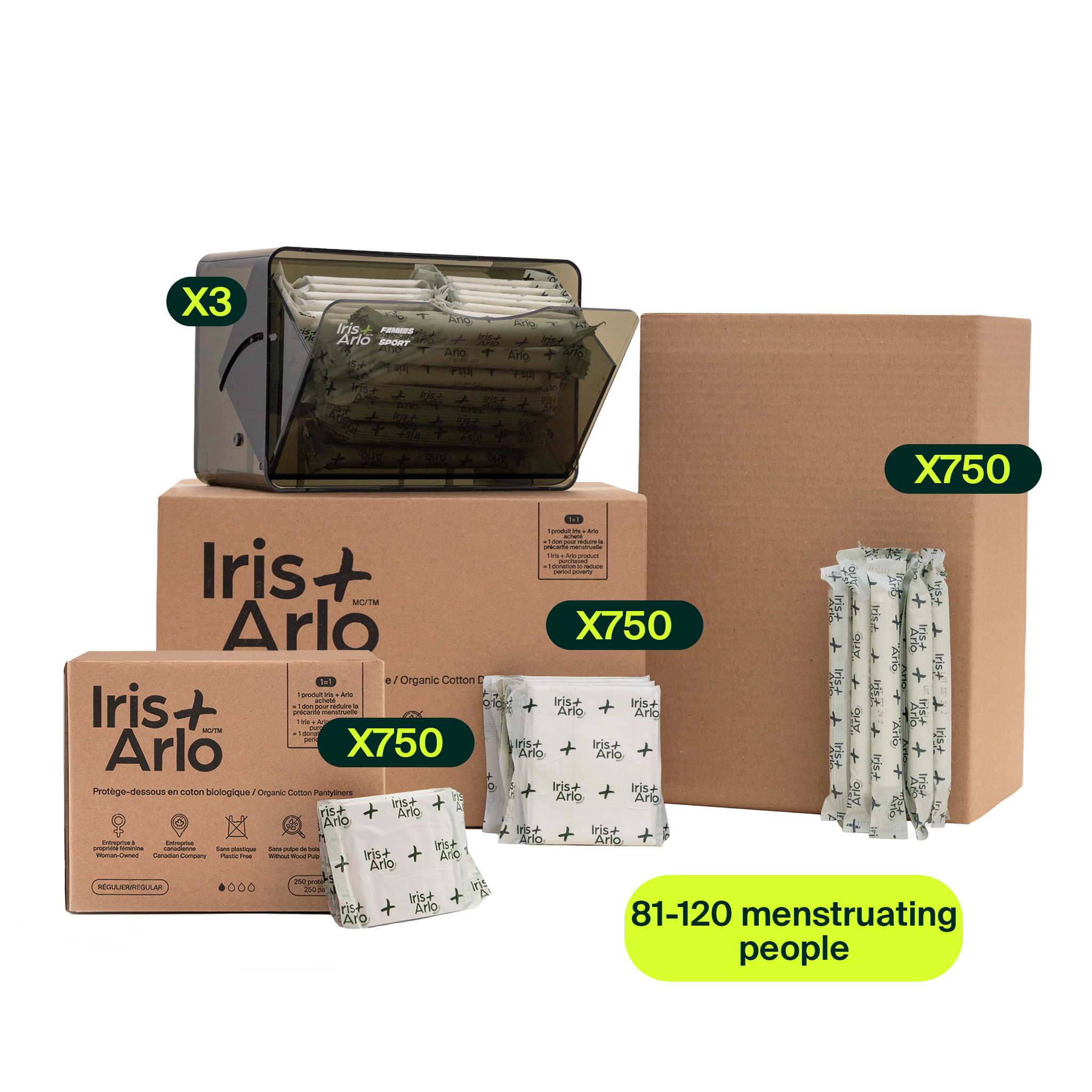 Ensemble de démarrage - Distributeur Cabine Plexi Recyclé, Grand (81-120 personnes menstruées)