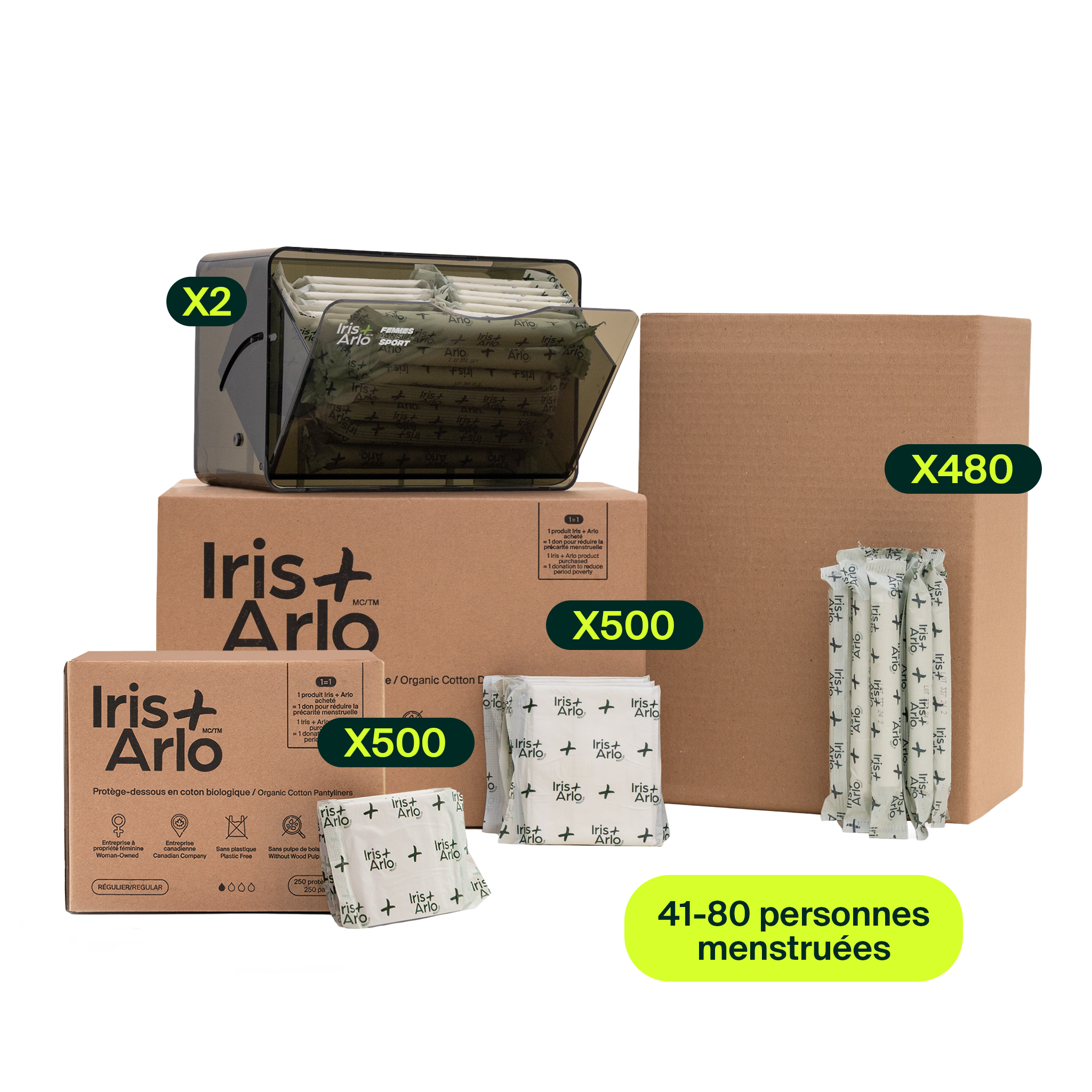 Ensemble de démarrage - Distributeur Cabine Plexi Recyclé, Grand (41-80 personnes menstruées)