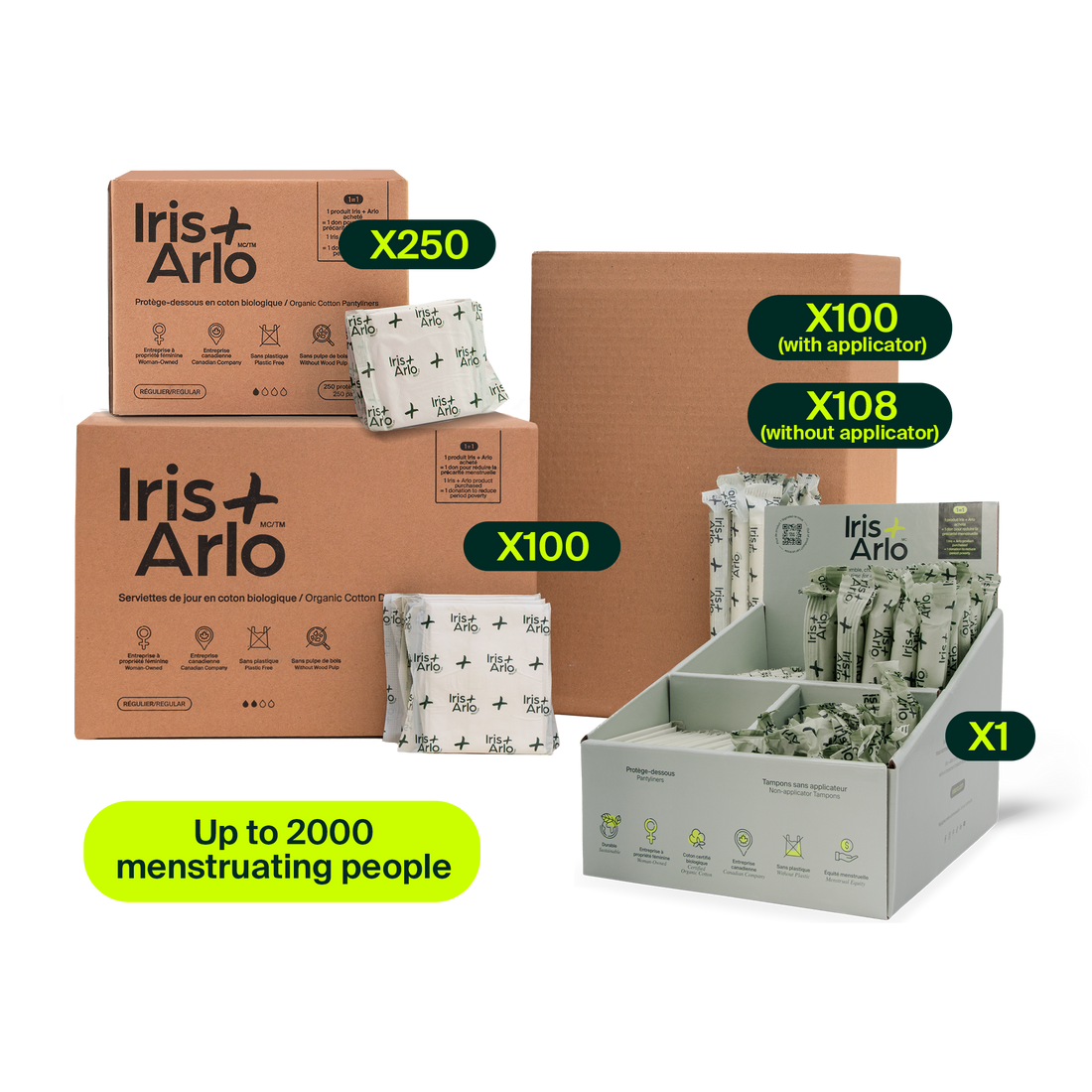 Event Kit – Countertop Cardboard Dispenser + Refill (0–2,000 menstruating people)