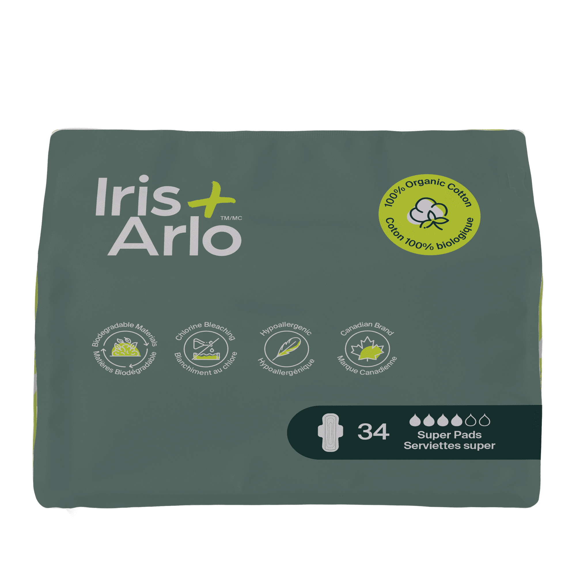 Bulk (34) - 100% Organic Night Pads - Resealable Bag