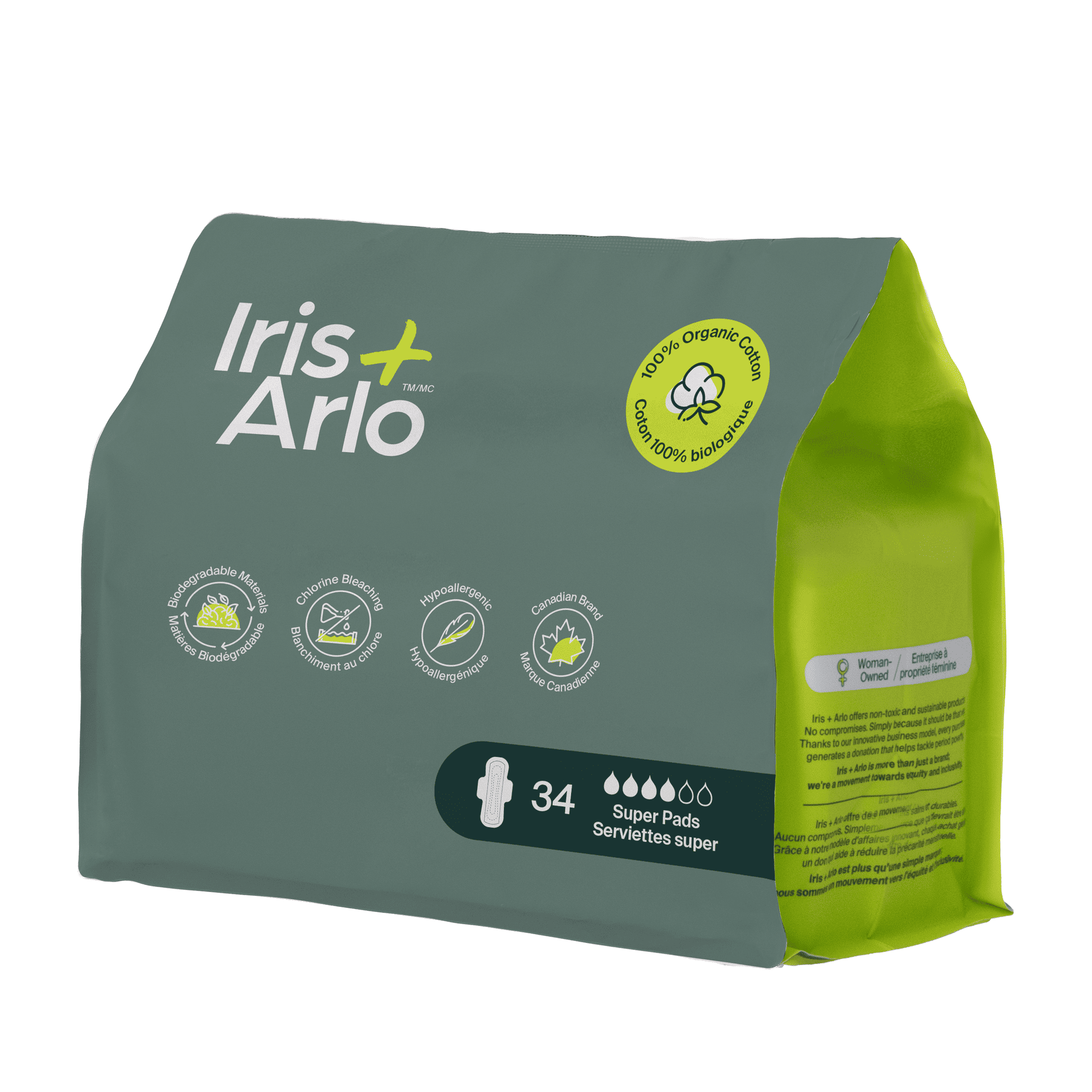 Bulk (34) - 100% Organic Night Pads - Resealable Bag
