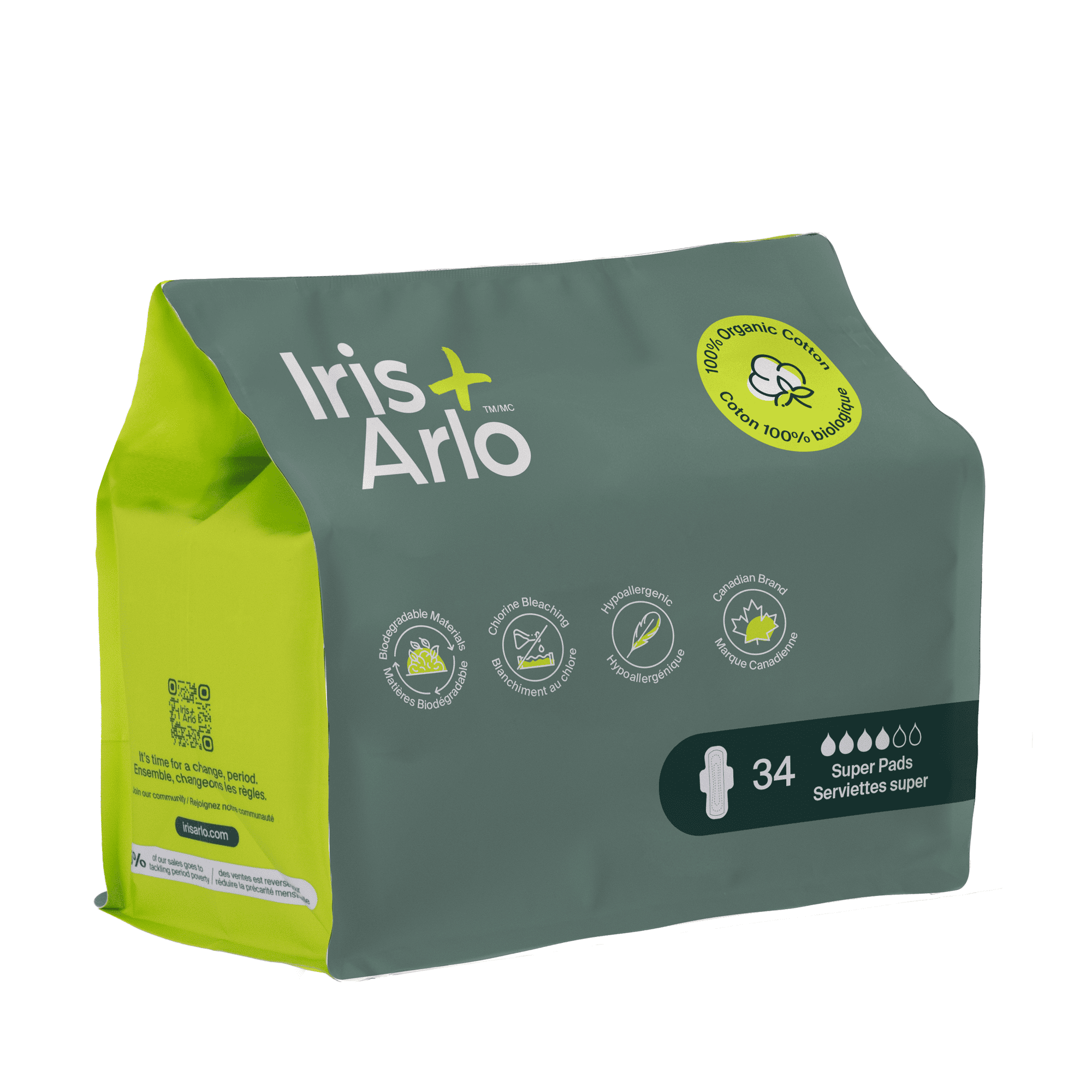 Bulk (34) - 100% Organic Night Pads - Resealable Bag