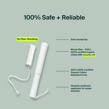 100% Organic Cotton Applicator Tampons
