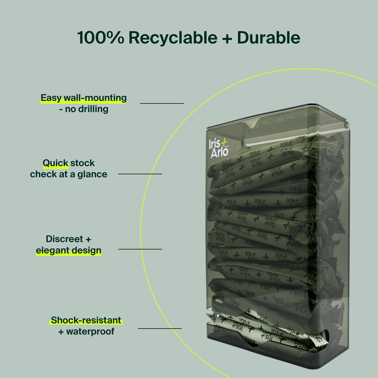 Distributeur mural plexi recyclé - Tampons avec applicateur