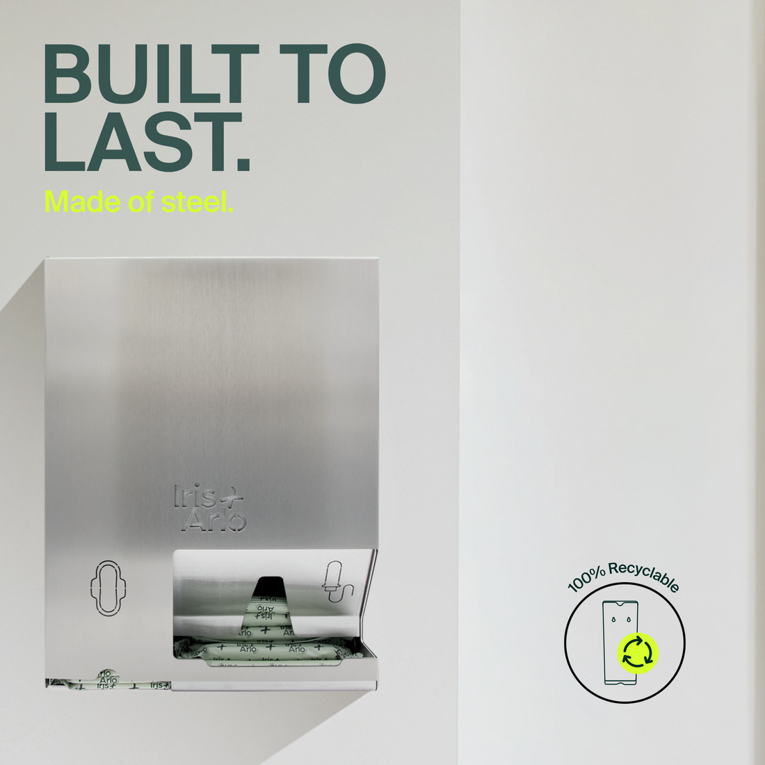 Wall-Mounted Steel Dispenser - Regular Pads &amp; Tampons