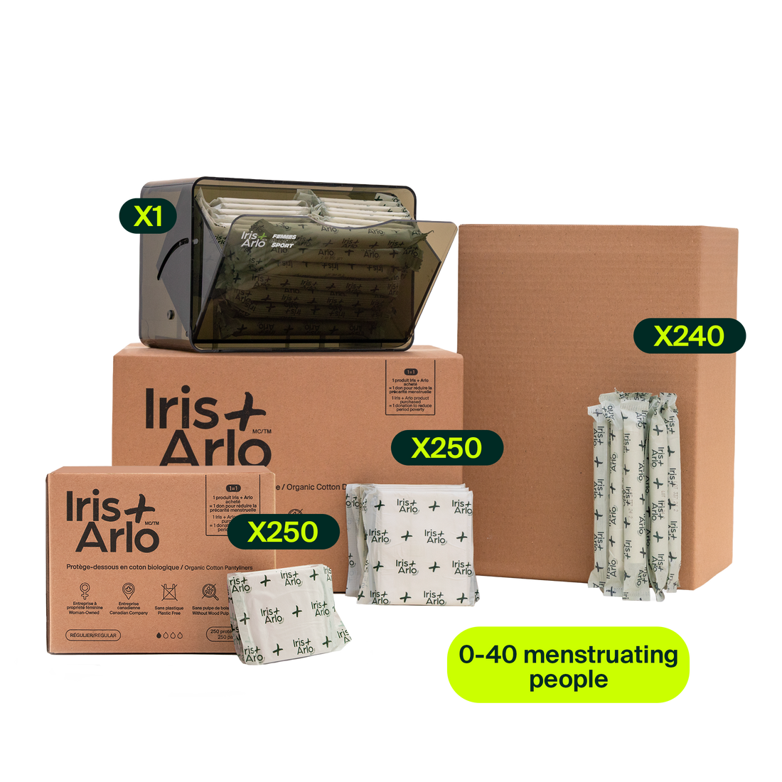 Ensemble de démarrage - Distributeur Cabine Plexi Recyclé, Grand (0-40 personnes menstruées)