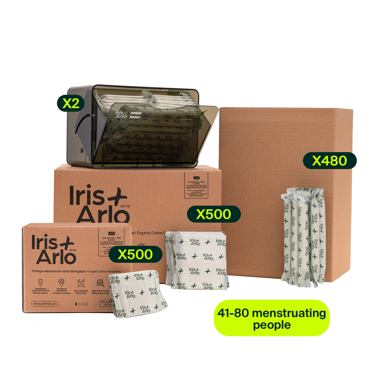 Ensemble de démarrage - Distributeur Cabine Plexi Recyclé, Grand (41-80 personnes menstruées)