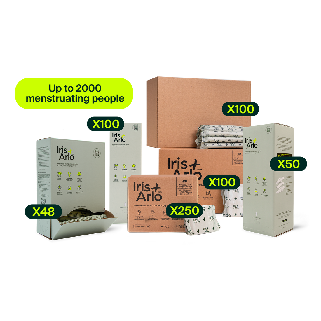 Event Kit – Wall-Mounted Cardboard Dispensers + Refill (0–2,000 menstruating people)