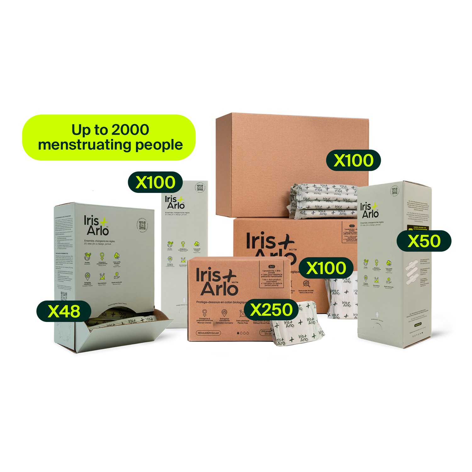 Event Kit – Wall-Mounted Cardboard Dispensers + Refill (0–2,000 menstruating people)