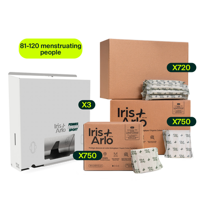 Ensemble de démarrage - Distributeur Mural Métallique, 3 colonnes (81-120 personnes menstruées)