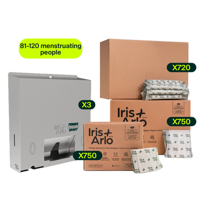 Starter Kit - Wall-Mounted Metal Dispenser, 3 Columns (81-120 menstruating people)