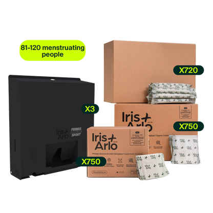 Starter Kit - Wall-Mounted Metal Dispenser, 3 Columns (81-120 menstruating people)