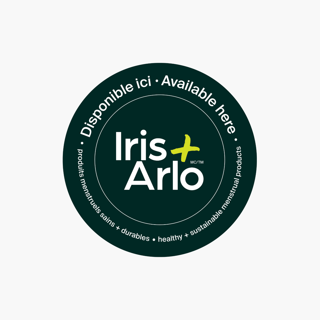 Iris + Arlo – Autocollant électrostatique : Disponible ici – Produits menstruels sains + durables